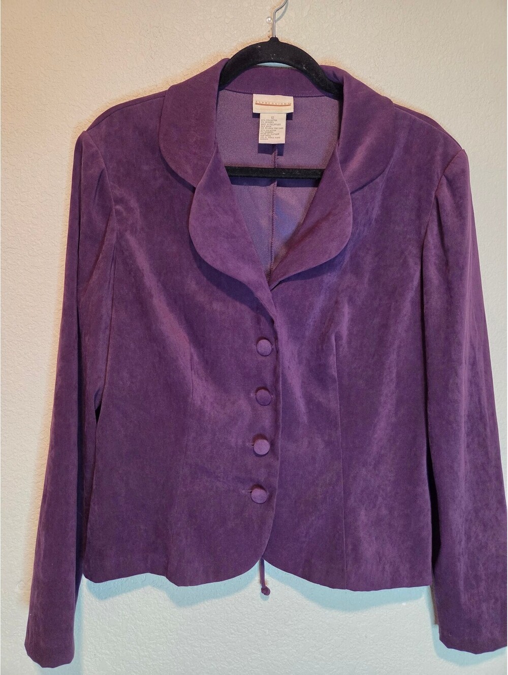 Expressions Purple Button-Up Blazer Jacket Size 12